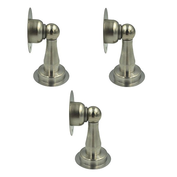 KIT 3 PRENDEDOR DE PORTA MAGNETICO ADESIVO INOX ESCOVADO