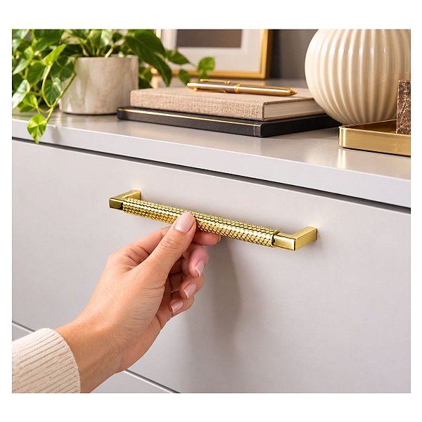 PUXADOR MÓVEIS ZIGRINATO IL1780 192MM DOURADO ITALY LINE
