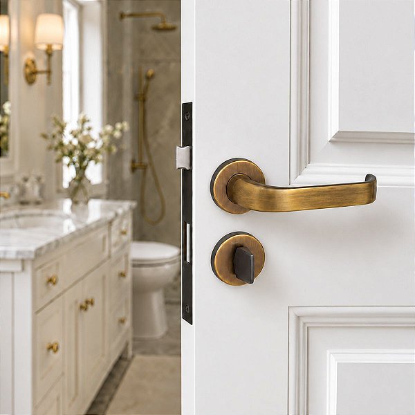 Fechadura Banheiro Duna Imab Antique AQ Ouro Velho Wc 40mm