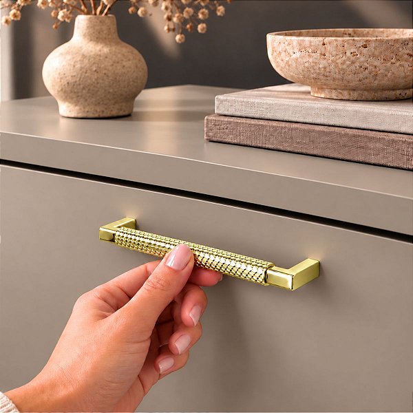 PUXADOR MÓVEIS ZIGRINATO IL1780 160MM DOURADO ITALY LINE