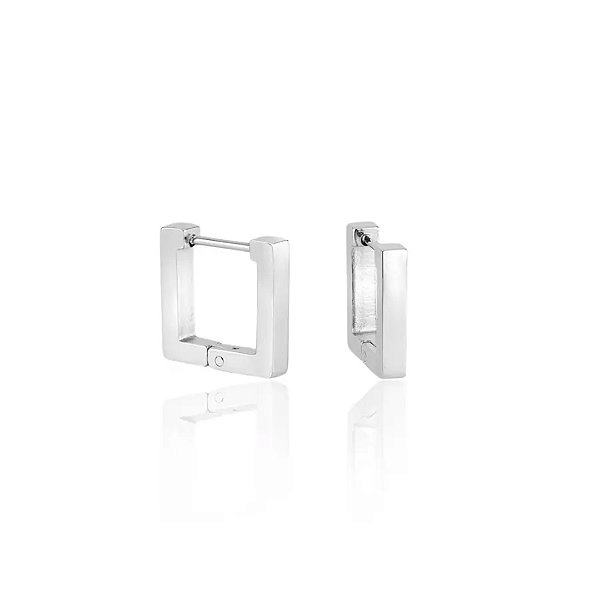 Brinco Aço Inox Argolinha Quadrada Lisa - Minimalista e Versátil