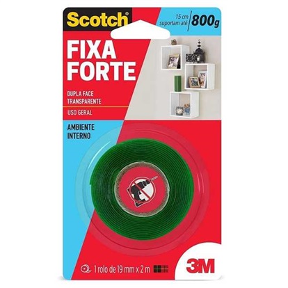FITA DUPLA FACE 3M 19MMX2 METROS FIXAÇÃO FORTE 800G 158895