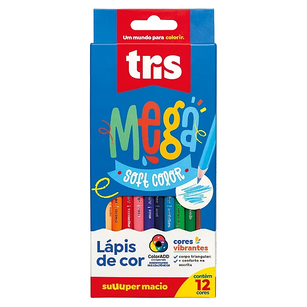 Lápis De Cor Mega Soft Color – 12 Cores – Tris