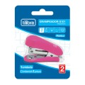 Grampeador 12 Folhas Mini com Extrator- Rosa- Tilibra
