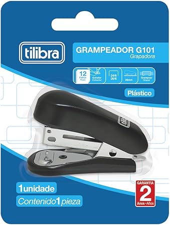 Grampeador 12 Folhas Mini com Extrator- Preto- Tilibra
