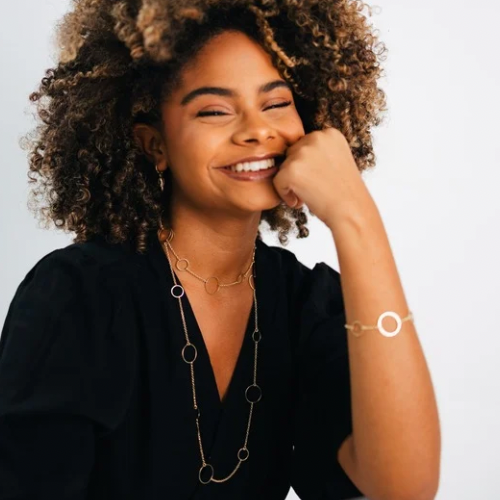 Colar argolas longo banhado a ouro 18k