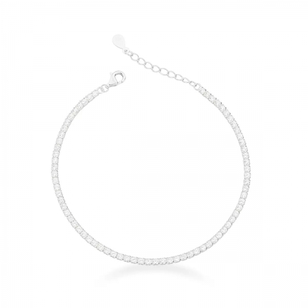 Colar choker riviera cristal 4 garras banhado a ródio branco
