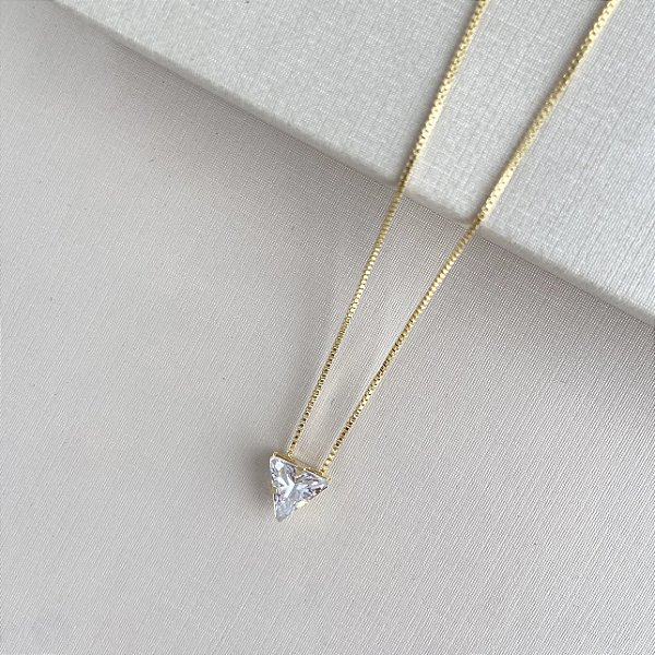 Colar triângulo zircônia banhado a ouro 18k