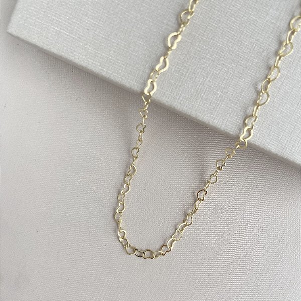 Colar corrente corações 4mm banhado a ouro 18k