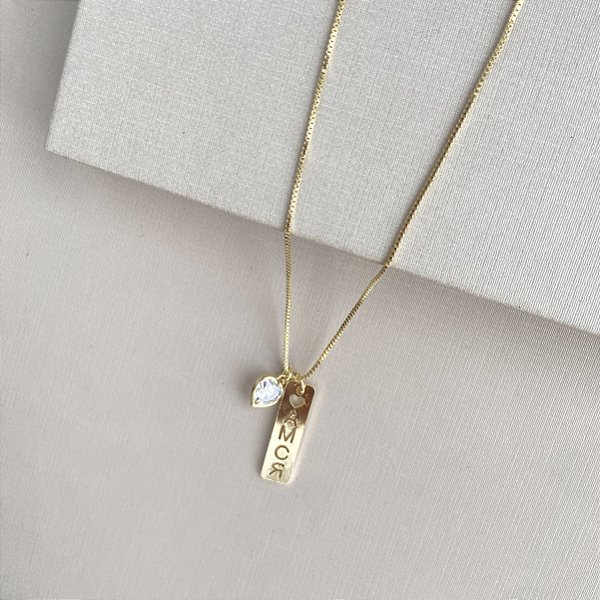 Colar amor com zircônia coração banhado a ouro 18k