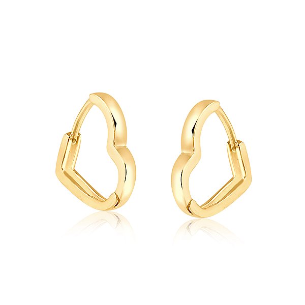 Brinco argola click coração M banhado a ouro 18k