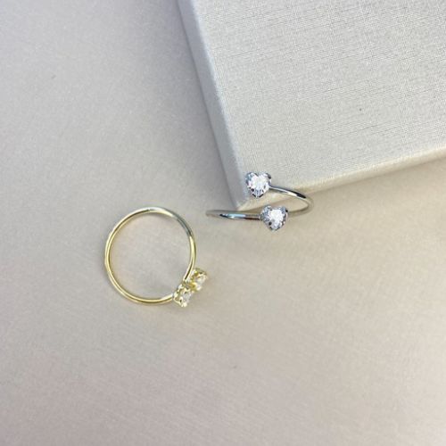 Anel corações zirc regulável