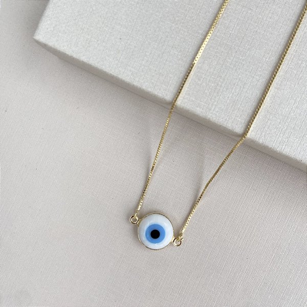 Colar choker olho grego banhado a ouro 18k