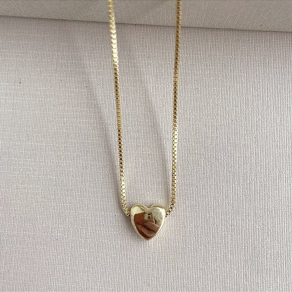Colar coração banhado a ouro 18k
