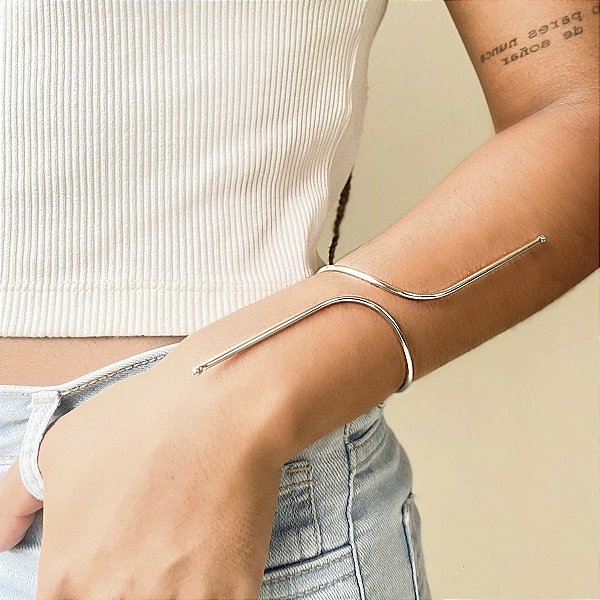 Bracelete aro duas pontas banhado a ródio