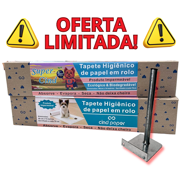 Combo Limitado de Páscoa - 2 Tapete Higiênico em Rolo Impermeável Biodegradável & Ecológico 48cm X 14m com Suporte de Parede