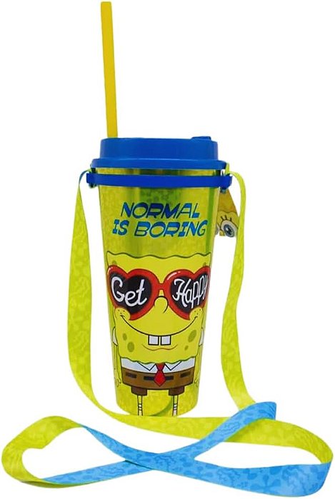 COPO CANUDO C/CORDAO 1LT BOB ESPONJA