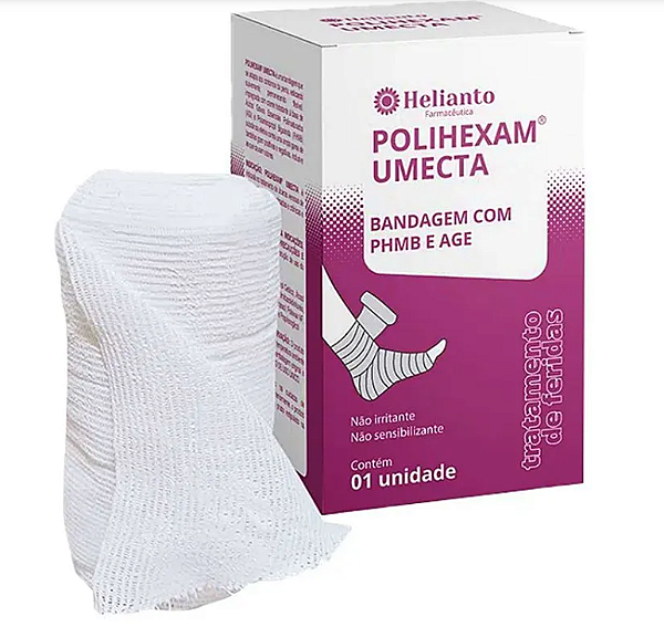 Curativo Polihexam Umecta Bandagem com PHMB e Ácidos Graxos Essenciais (AGE) 10,2cm x 9,14m - Helianto
