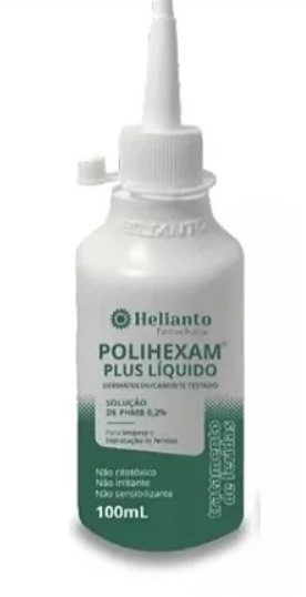 Polihexam Plus - Solução de PHMB - Limpeza de Feridas - 0,2% - 100ml - Helianto
