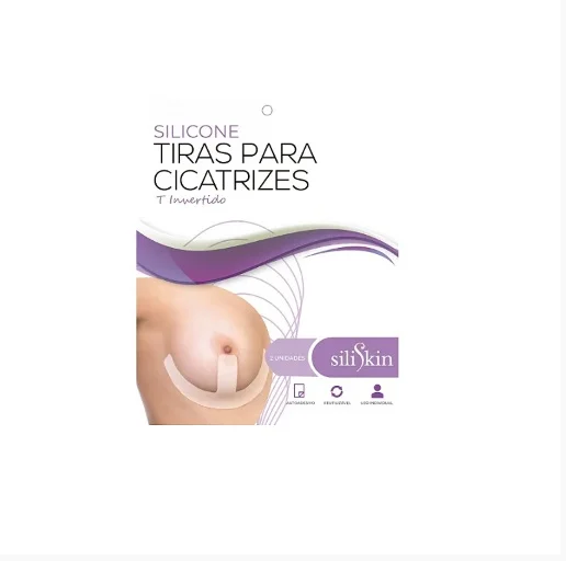 Fita P/Cicatriz T Invertido 20 x 9 cm Reutilizável  em silicone 2 Unidade  -Siliskin