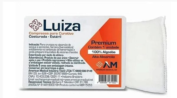 Curativo Algodonado Estéril 10cm x 15cm Zobec - Luiza - Amed