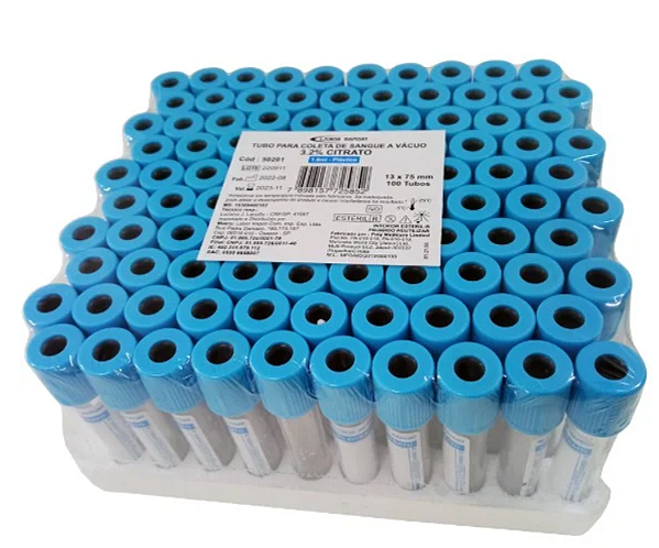 Tubo Citrato a Vácuo - Plástico - 3,6ml - 100Un - Labor import