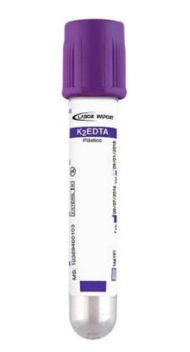 Edta K3 - Tubo Edta a Vácuo - Plástico - 4ml - 100Un - Labor Import