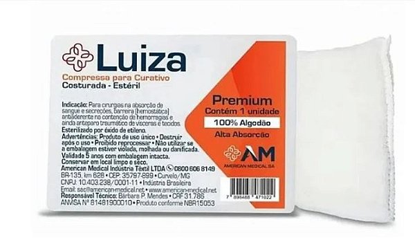 Curativo Algodonado Estéril 15cm x 30cm Zobec - Luiza - Amed