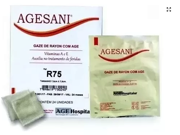 Compressa Gaze De Rayon Com A.G.E. R75 7,5cmx7,5cm – Unidade - Agesani