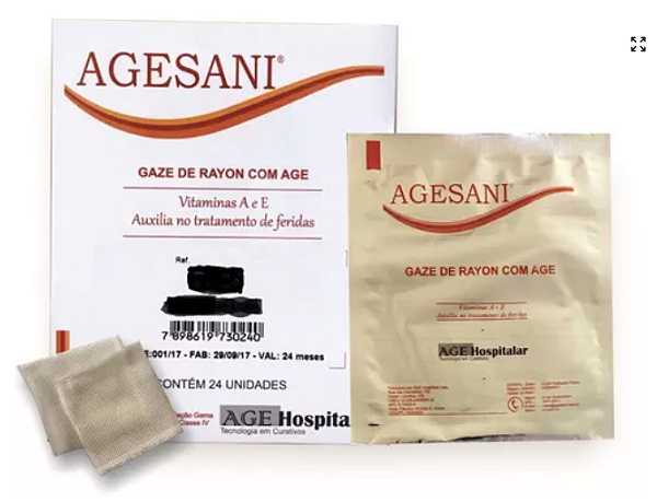 Compressa Gaze De Rayon Com A.G.E. R300 7,5cmx30cm – Unidade - Agesani