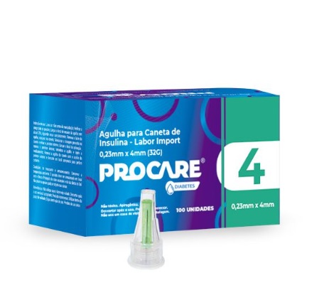 Agulha para Caneta de Insulina 100 un - 4 (0,23 x4mm) - Procare