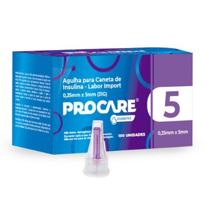 Agulha para Caneta de Insulina 100 un - 5 (0,25 x 5mm) - Procare