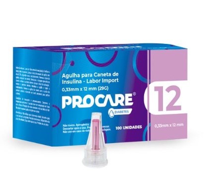 Agulha para Caneta de Insulina 100 un - 12 (0,33 x 12mm) - Procare