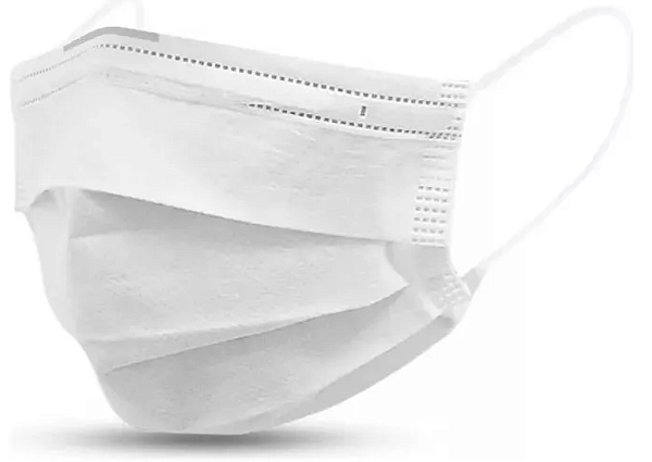 Máscara Tripla Camada com Clip Nasal - Branco - 50un - Mega Medical