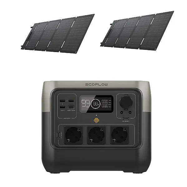 Gerador  River 2 Pro + Painel 120W (Dois painéis de 60W)