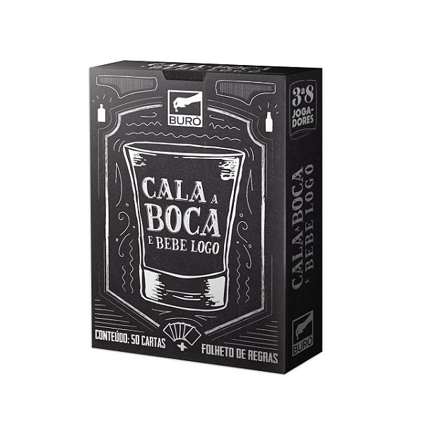 Jogo Cala a boca e bebe logo Jogo de Cartas Buró Humor