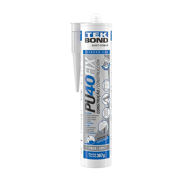 Adesivo Tekbond Pu40Fix Cola Construção Uso Geral Cinza 387g