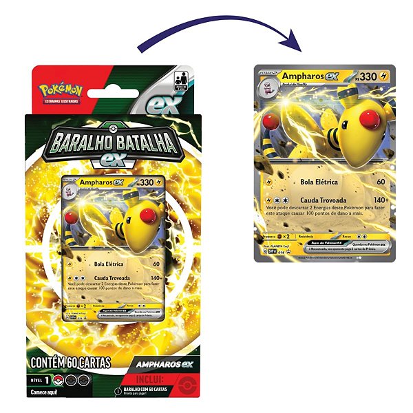 Card Game Pokémon TCG Deck Baralho de Batalha Ampharos EX