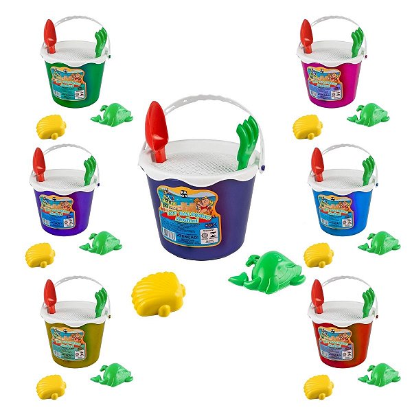 Kit 10 Baldes de Praia para Criança Festa Lembrança Brinde
