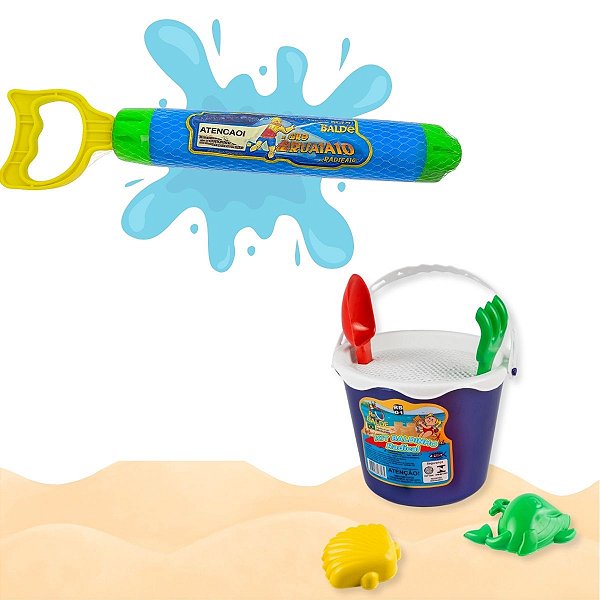 Kit Brincadeira na Praia com Lançador de Água + Balde RB01