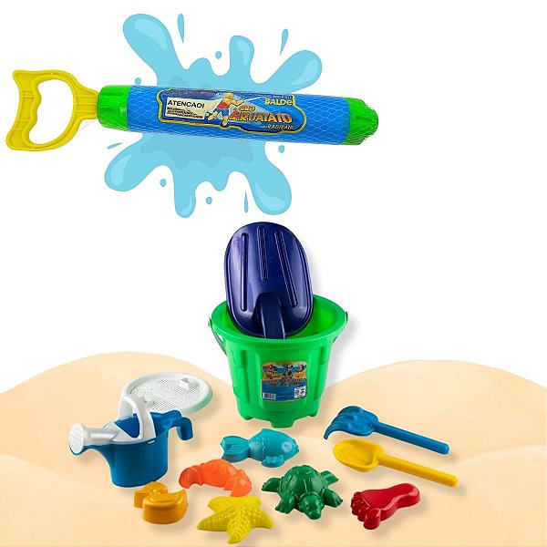 Kit Brincadeira na Praia com Lançador de Água + Balde RB06
