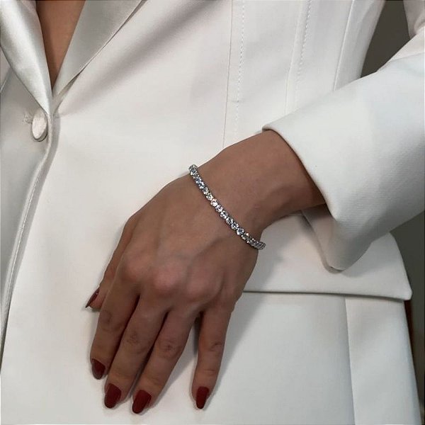 BRACELETE CORAÇÃO EM RODIO BRANCO
