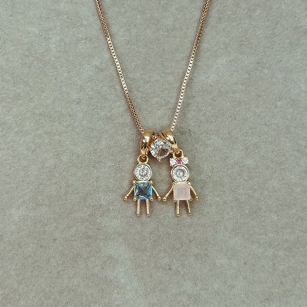 COLAR 2 FILHOS EM BANHO DE OURO 18K