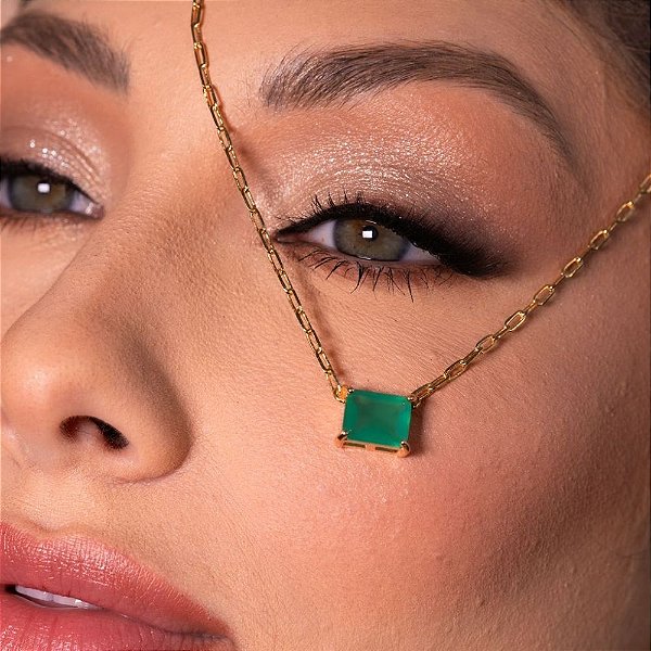 COLAR ESMERALDA CARTIER EM BANHO DE OURO 18K