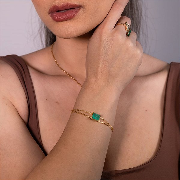 PULSEIRA FIO DUPLO ESMERALDA VERDE
