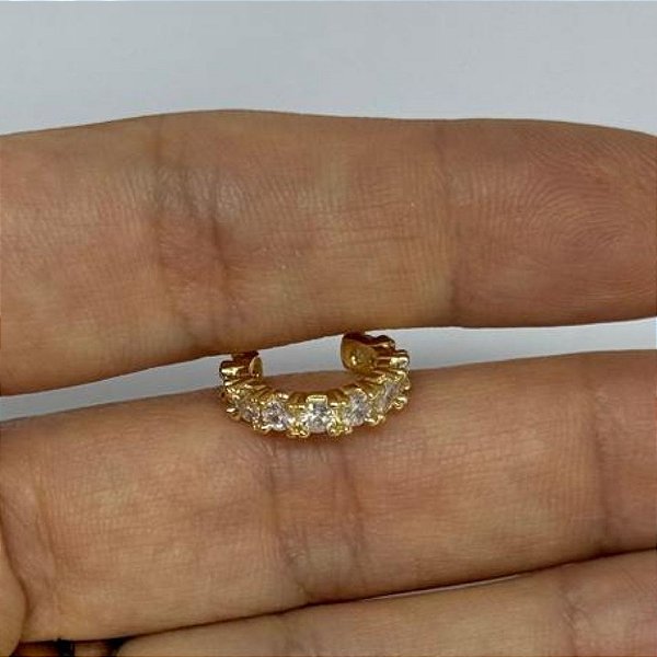 PIERCING FAKE CRISTAL EM BANHO DE OURO 18 K