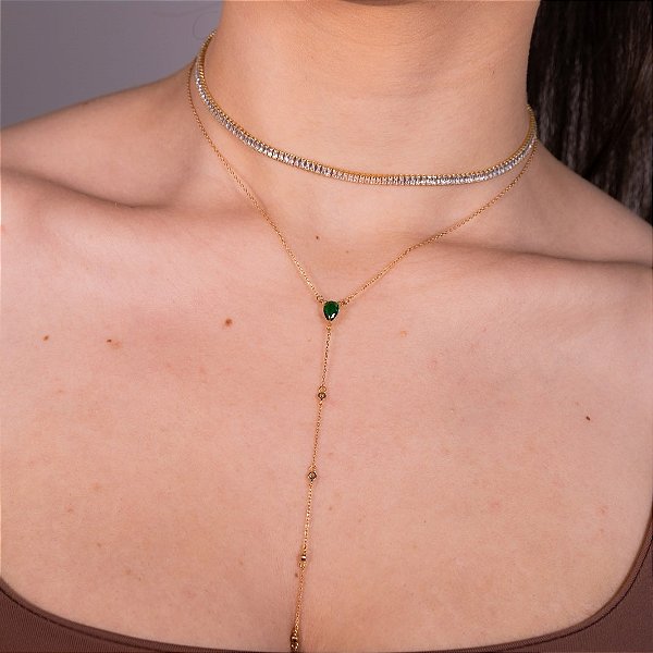 COLAR GRAVATINHA ESMERALDA