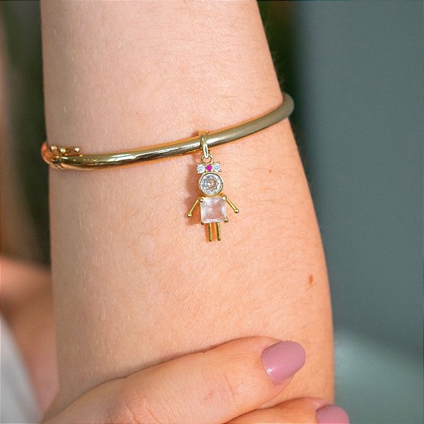 BRACELETE MENINA EM BANHO DE OURO 18 K