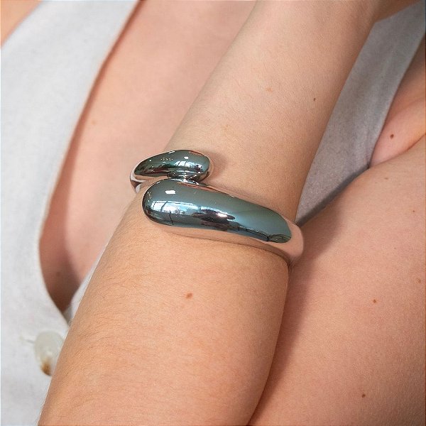 BRACELETE GOTA EM BANHO DE RÓDIO BRANCO