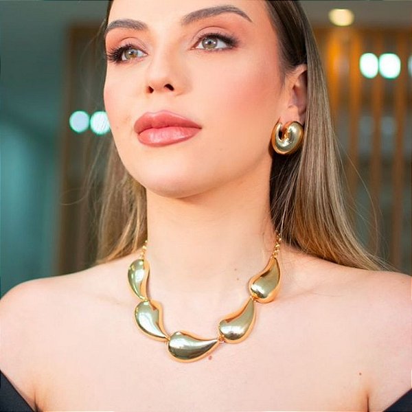 COLAR MAXI GOTAS BANHO DE OURO 18 K